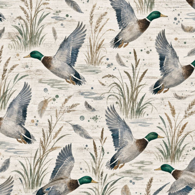 Papier peint auto-adhésif à motif de plumes de canard, plumes d'herbe, lac, l 17,7 po x H 118 po Lake