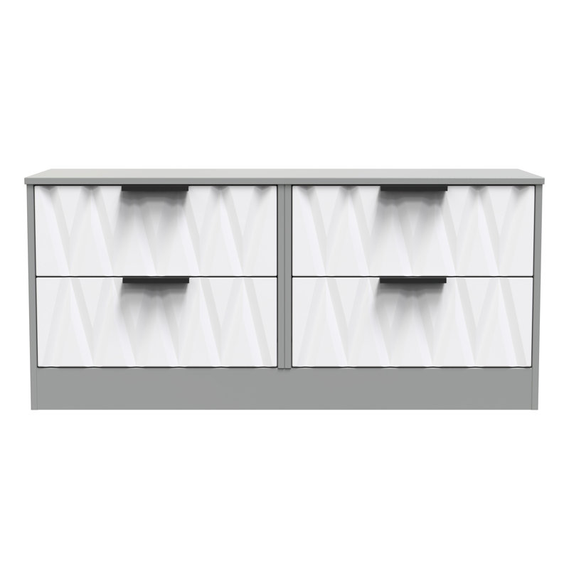 Besmir 4 Drawer Bed Box (Ready Assembled), White Matt/Dusk Grey