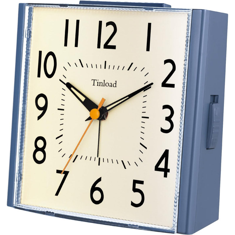 4.7" Large Vintage Retro Analog Alarm Clock Super Silent Non Ticking Clock With Manual Light Snooze Battery Operated Simply Design