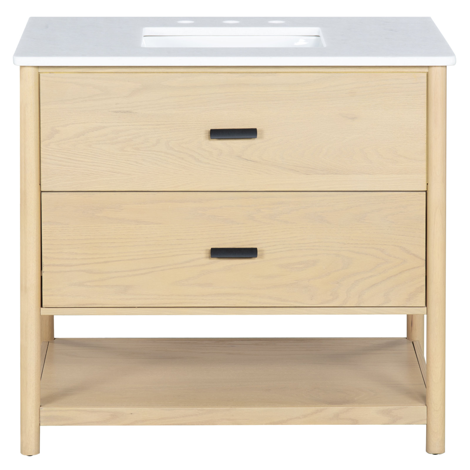 Kaplan 36" Genuine Marble Single Bathroom Vanity, Natural