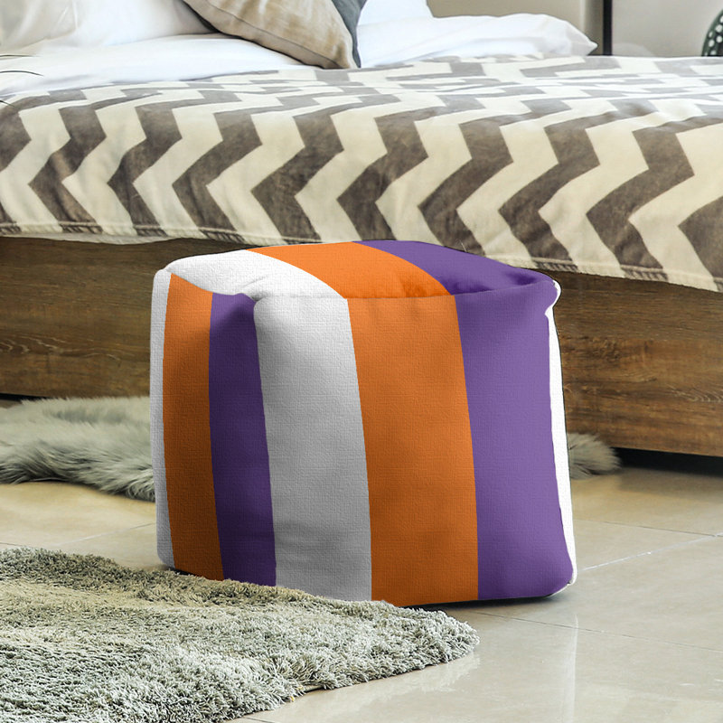 Repose-pieds Stripes, Blanc / orange / mauve