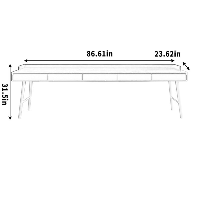 Pieds de rangement crème à plusieurs tiroirs de bureau, H 31,5 po x l 86,61 po x P 23,62 po