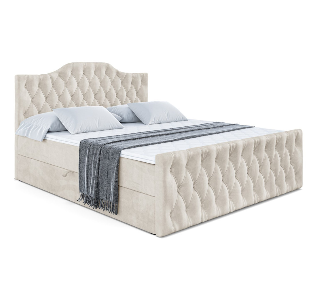 Boxspringbett mit Bettkasten und Topper