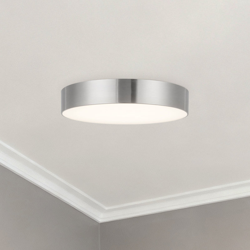 Musa 8-in Black dimmable LED Flush Mount, Nickel