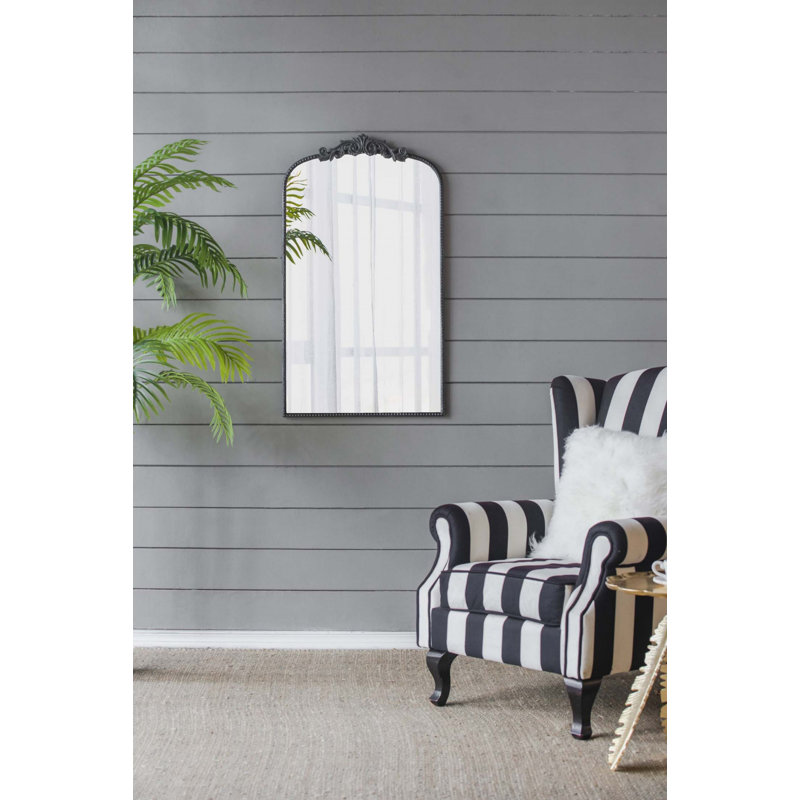 Miroir mural classique avec cadre d'inspiration baroque, 41,7 po x 24 po, Noir, noir, noir, noir