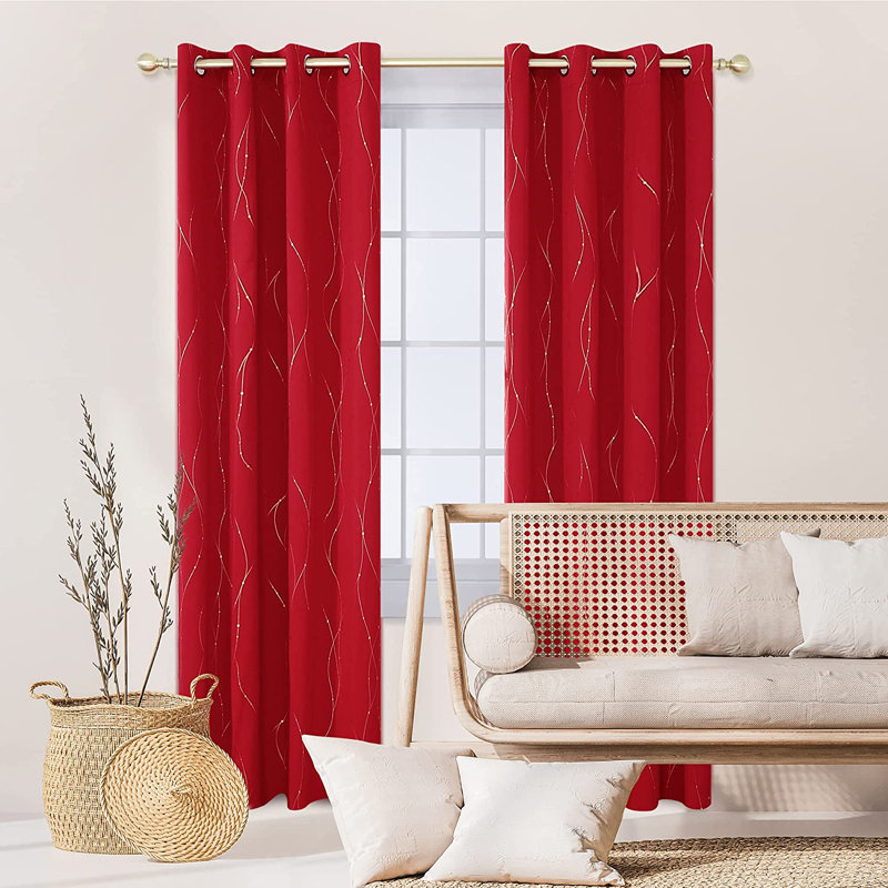 Kellea Room Darkening Curtain Pair, 52" W x 95" L, Red