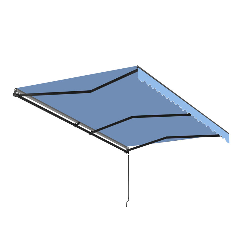 Auvent de patio motorisé rétractable - cadre noir, l 20 pi x P 10 pi, Couleur unie, Bleu ciel