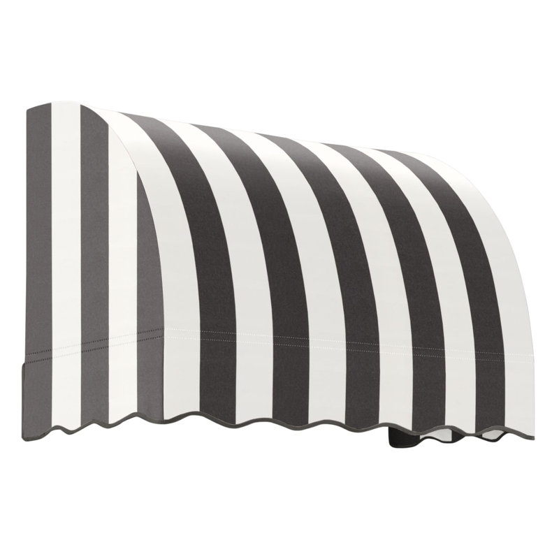 Auvent fixe en tissu acrylique Awann Savannah, H 31 po x l 52,5 po x P 24 po, Rayures noires et blanches