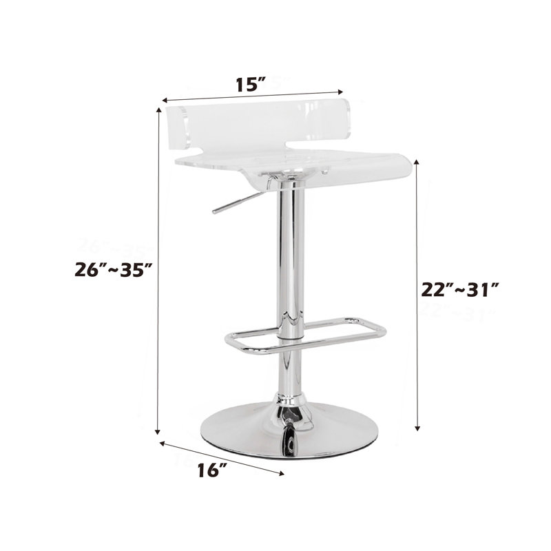 Tabouret réglable pivotant avec finition chromée Rania