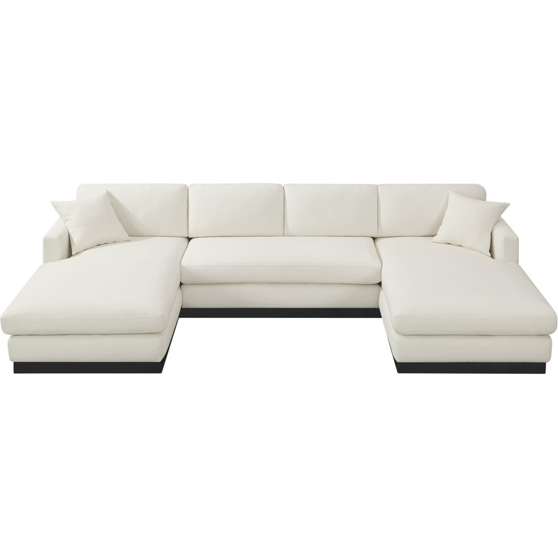 Canapé rembourré 127 po Iyanu, Tissu crème texturé en lin