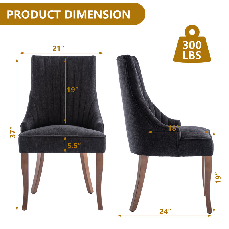 Ensemble de 2 chaises de salle à manger en bois massif, chaises de style rustique avec pieds en bois massif, chaises de cuisine rembourrées de style Mid-Century et chaises rembourrées convenant aux restaurants et aux cafés