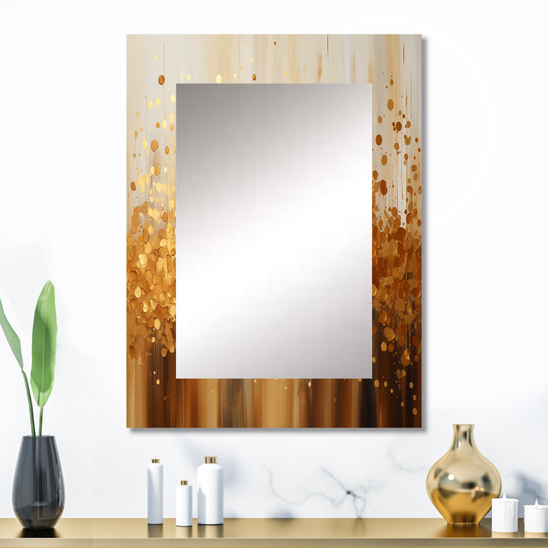 Golden Radiance II - Modern Rectangular Wall Mirror, 32" x 24"