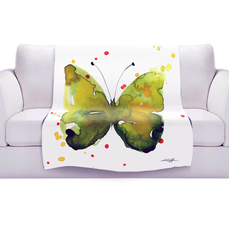 Couverture sherpae douce 33 de papillon aquarelle, l 68 po x L 80 po