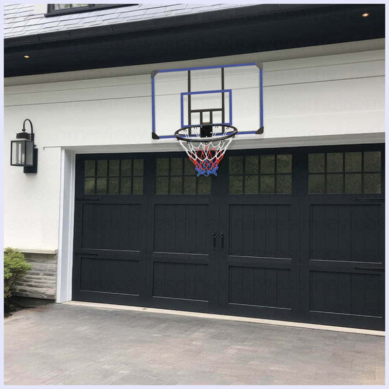 Panier de basketball mural, dossier incassable 45 x 29 pouces, cercle pliable, cercle durable et filet résistant aux intempéries pour une utilisation intérieure et extérieure