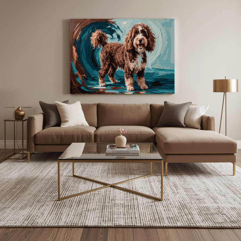 «Dogs Barbet», art mural sur toile noire, H 16 po x l 20 po