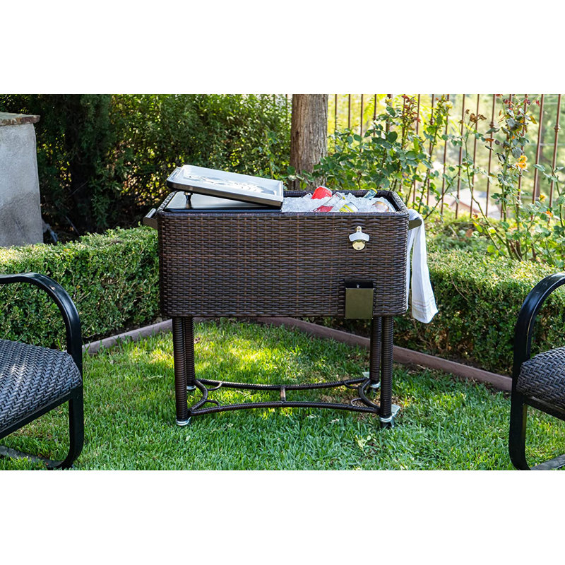 Permasteel 80-Qt Dark Brown Wicker Outdoor Cooler with Wheels