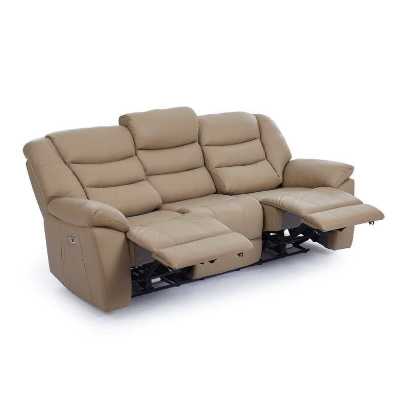 Electric Recliner Sofa Giovanni, Beige Leather Match, 3