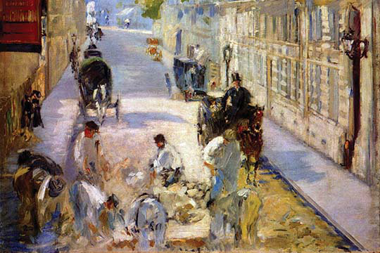 « road ouvriers, rue de berne » par bain eduard manet, reproduction d’art