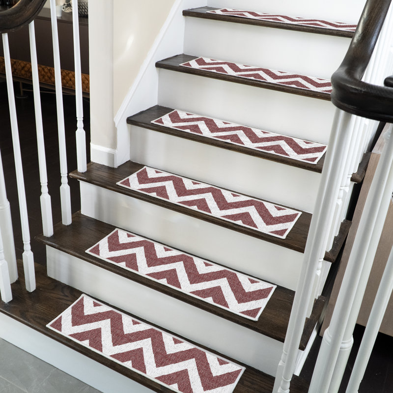 Tapis d'escalier intérieur antidérapant Eshaal, Rouge