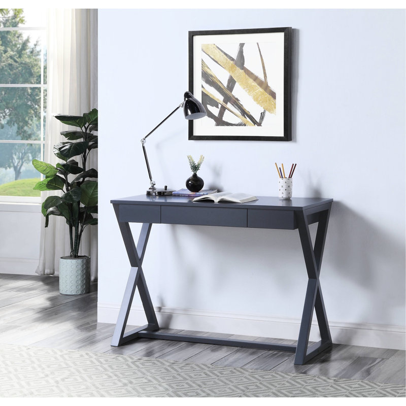 Console rectangulaire avec tiroir gris anthracite, extension aux 2/3, base, anglaise pour l'espace de bureau et la productivité
