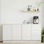 Armoire de base modulaire moderne en bouleau blanc avec structure étroite et quincaillerie à fermeture en douceur, disposition flexible pour les cuisines et espaces polyvalents-123572250-122259479