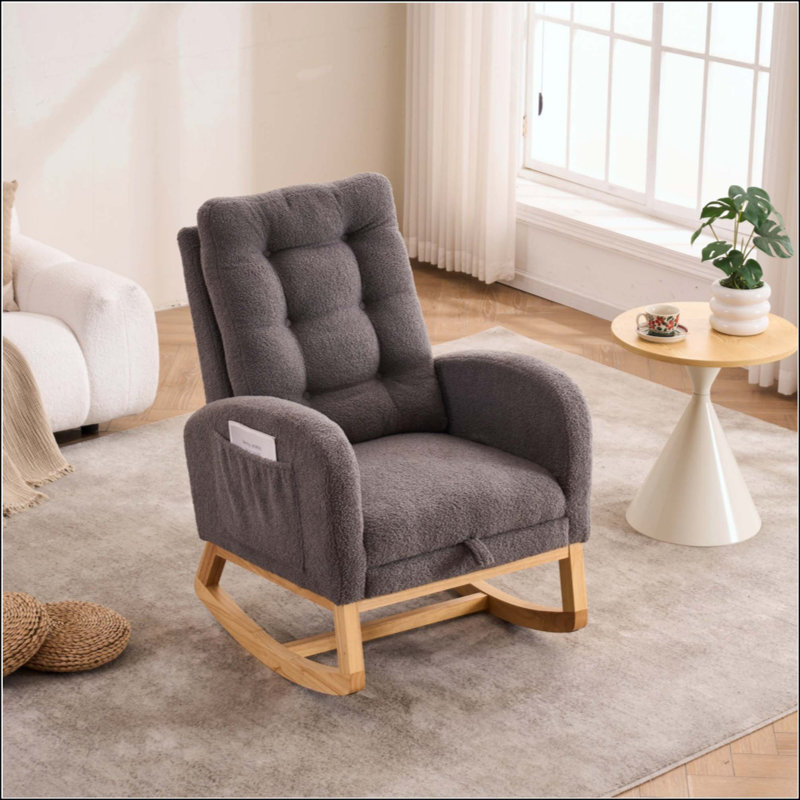 Chaise berçante d'appoint avec repose-pieds, Gris foncé
