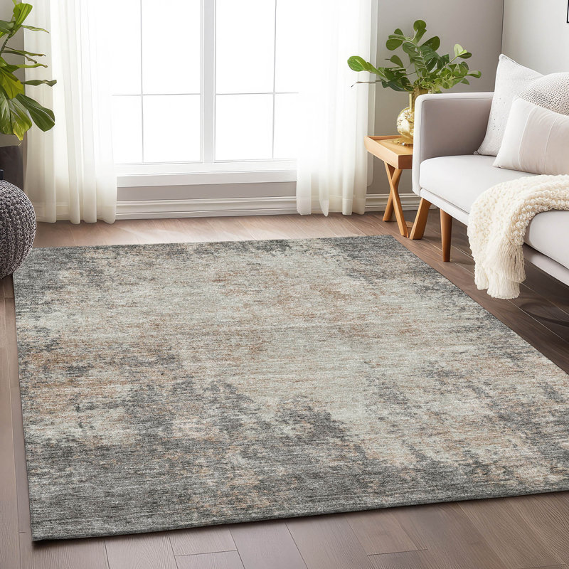 Tapis taupe lavable à la machine de qualité supérieure Prisco, Rectangle 2 pi 6 po x 3 pi 10 po