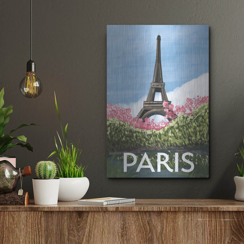 Art mural en métal luxueux «Take Me To Paris 2» par Omar Escalante, H 36 po x l 24 po