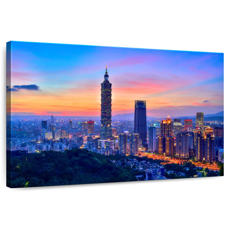 Coucher de soleil de Sireci sur Taipei, H 16 po x l 24 po