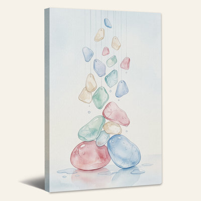 «Pastel Floating Stones», aquarelle sur toile