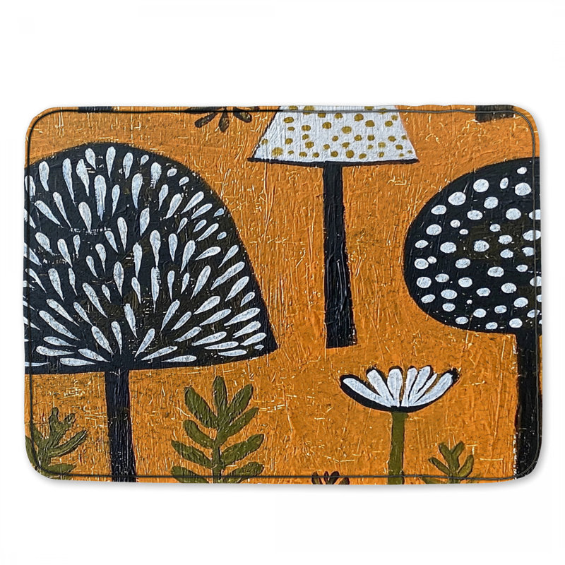 Tapis de bain champignon bohème bohémien, Simple - L 24 po x l 17 po, Orange abstrait