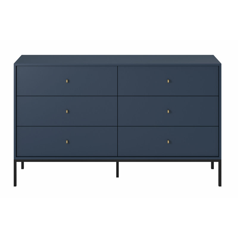 Axentie 154cm W 6 - Drawer Chest of Drawers, Navy Blue