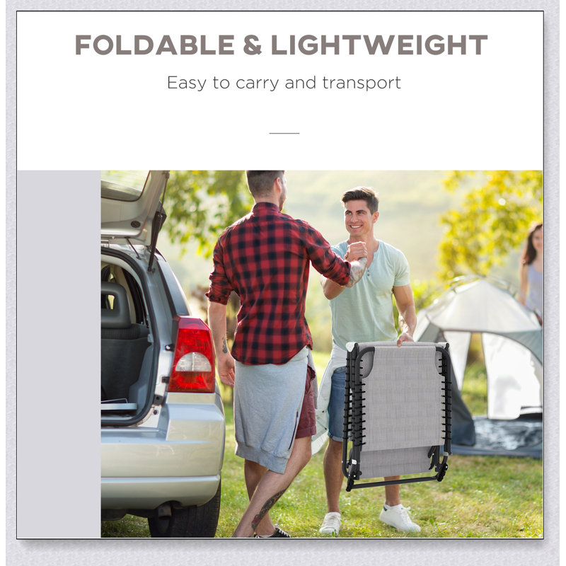 Ensemble de chaises longues pliantes Outsunny, dossier inclinable à 4 positions, filet respirant pour le confort de la plage et du patio