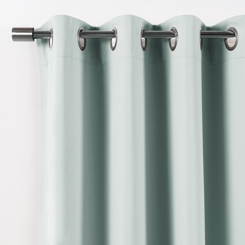 Schaeffer Solid Blackout Thermal Grommet Curtain Panels, Mint, 52" W x 96" L