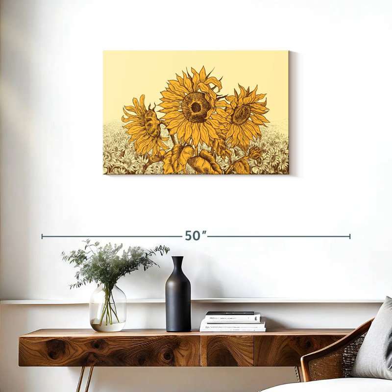 Champ de tournesols rétro Alvord, H 20 po x l 30 po