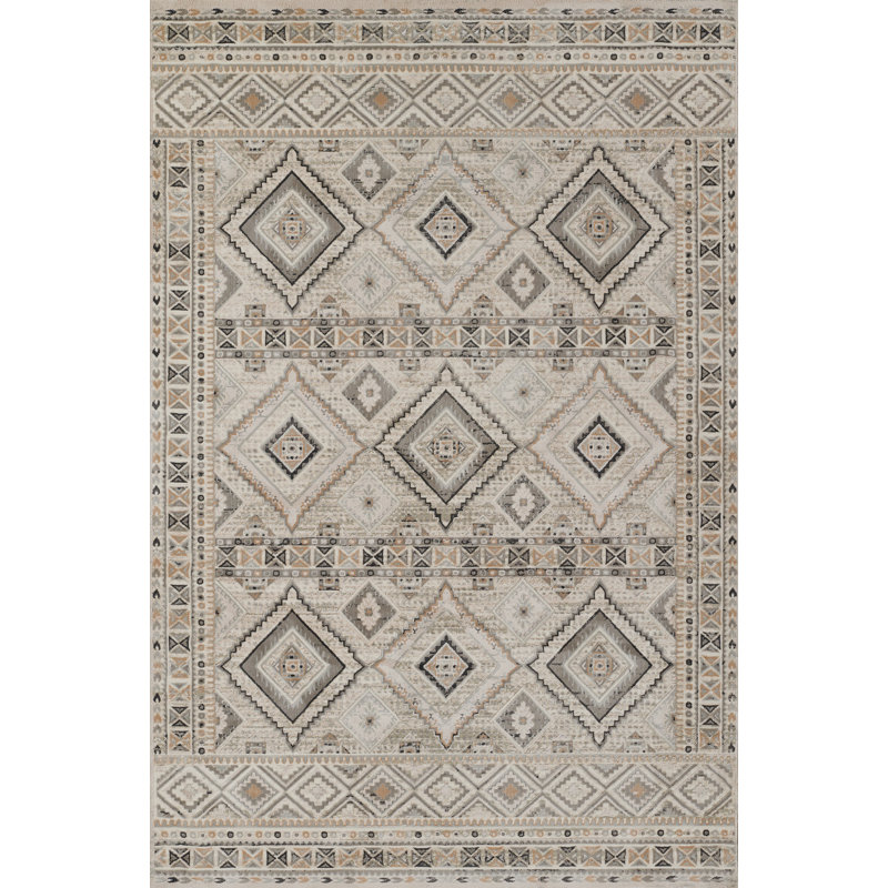 Tapis ivoire à motif géométrique 8 pi 11 po x 12 pi 6 po Foundry Select Genevieve, 3 pi 10 po x 5 pi 7 po
