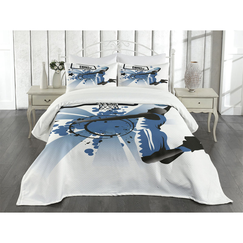 King Black Polyester Bedspread Set with Pillow Shams