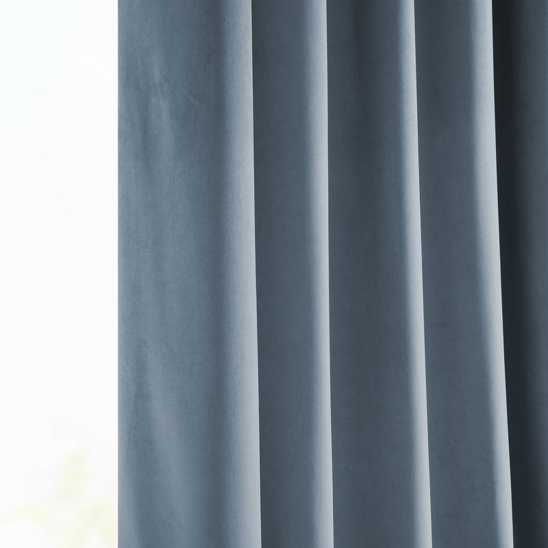 Copenhagan Blue Velvet Blackout Curtain Panel for Windows and Doors