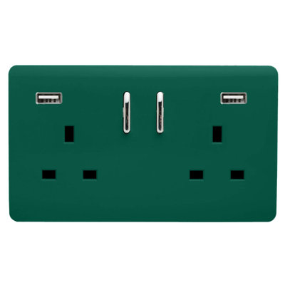 Trendi Switch 2 Gang USB 3100mA Plug Socket