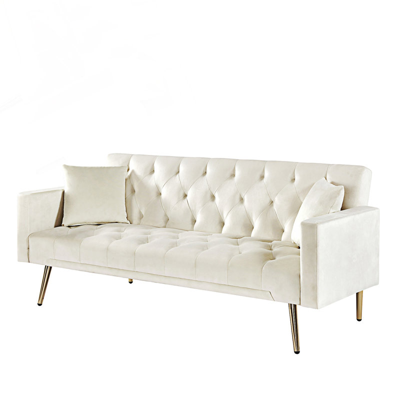 Canapé-lit convertible, futon et canapé-lit, Blanc, crème