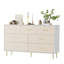 Commode de 55,1 po de largeur pour chambre à coucher, 7 tiroirs, commode en bois avec poignées dorées, armoire de rangement pour couloir