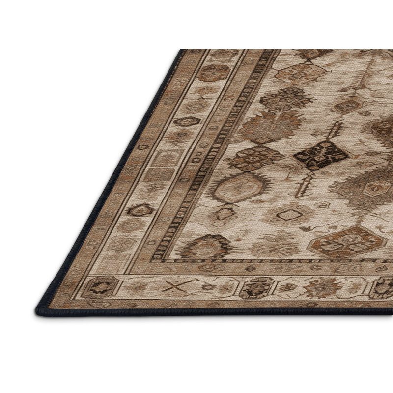 Tapis brun lavable à la machine, Carré 5 pi