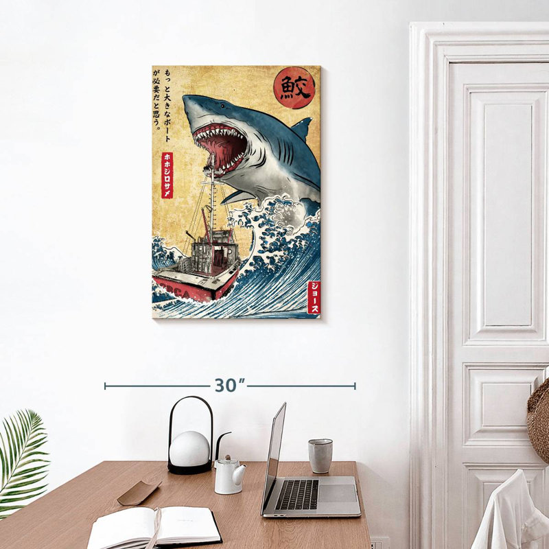Brampt Hunting The Shark In Japan, 30" H x 20" W
