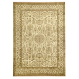Hand Knotted Wool Area Rug in Gold And Beige