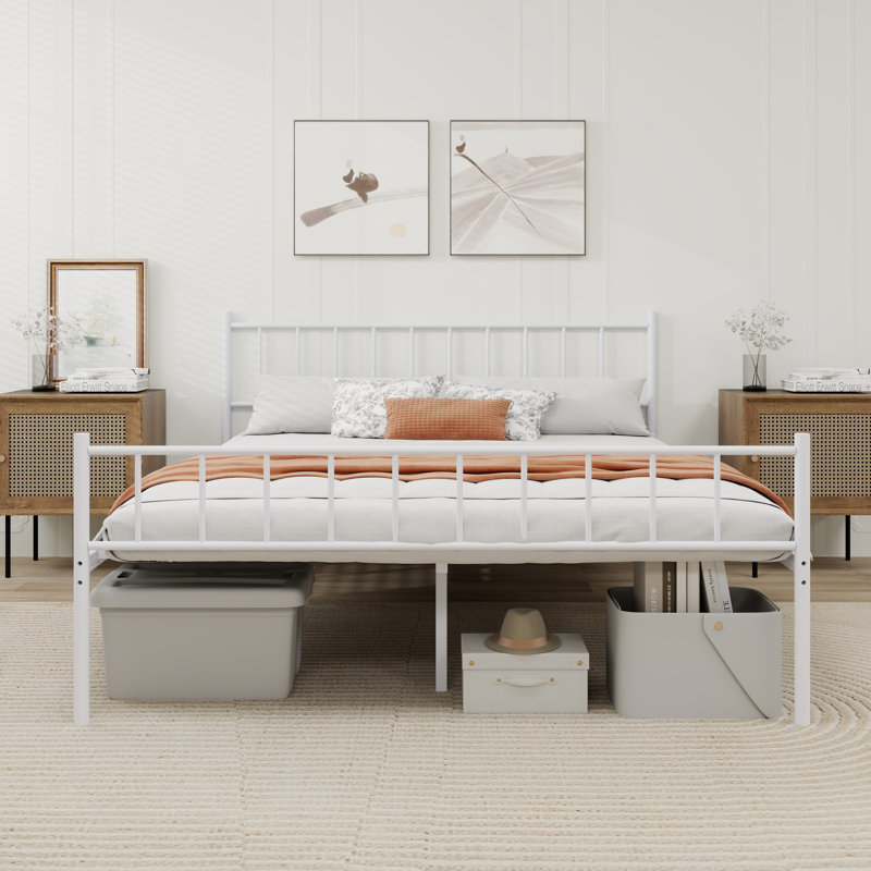 Metal Bed, Queen, White
