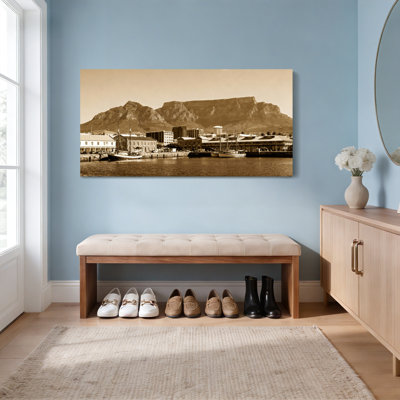 Cape Town Harbour Sepia Tone Landscape Canvas Wrapped Wall Art Oil Painting Print Set Of 1