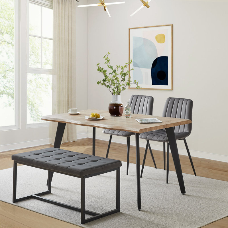 Marigolde Velvet Upholstered Bench, Grey