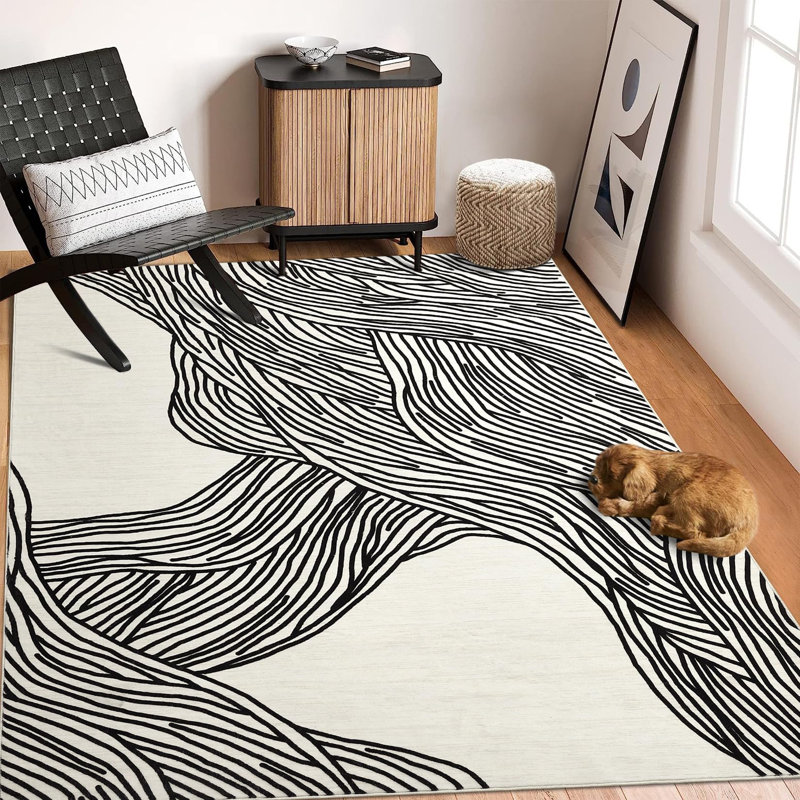 Area Rug, Black, Rectangle 80 x 150 cm
