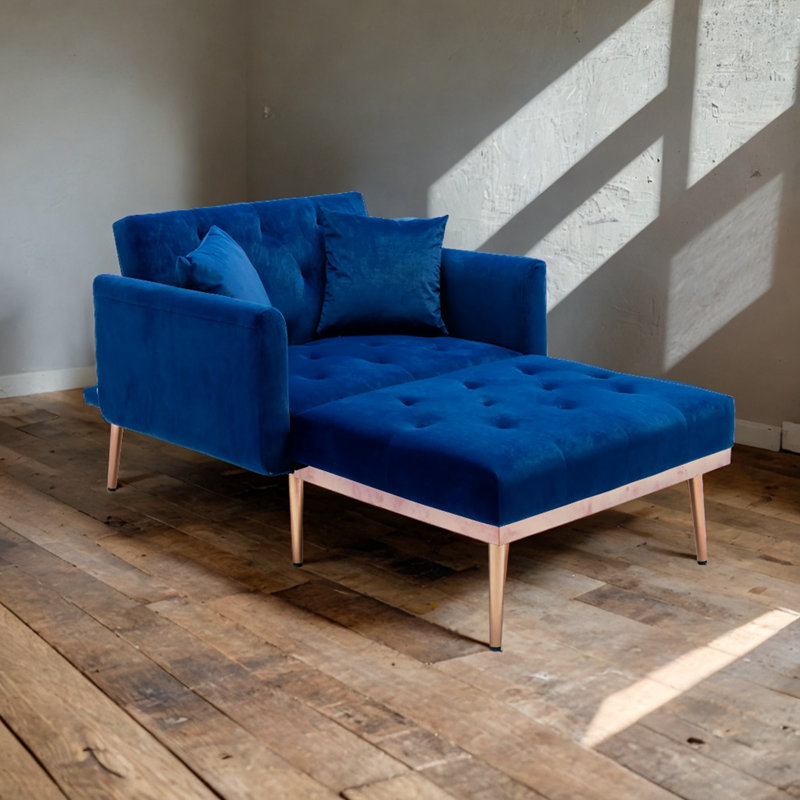 Gottman Upholstered Accent Chair, Teal Blue Velvet