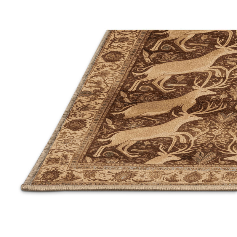 Tapis brun lavable à la machine, Carré 5 pi